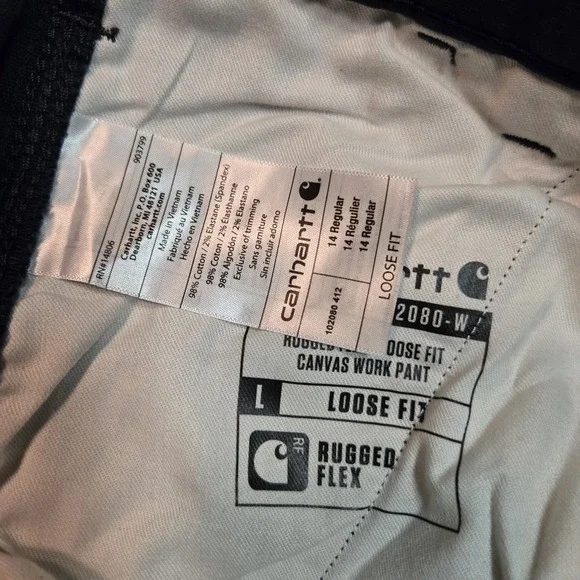 Women's Carhartt Rugged Flex Loose Fit Canvas Work Pants Navy Size 14 NEW 36x31 - Picture 5 of 7